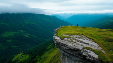 Obraz premium A man standing on the rock.