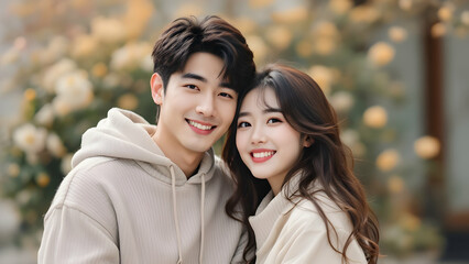 Naklejka premium young Korean couple