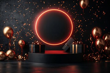 Black Friday Red Circle and Bokeh Effect