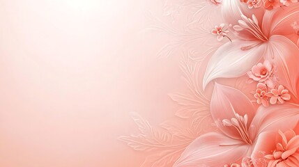Delicate Coral Lilies and Floral Design Background