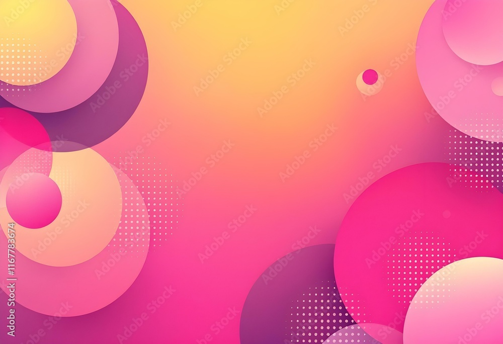 Poster modern geometric gradient background with pink and orange circles. abstract minimal design with roun