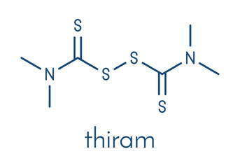 Thiram pesticide molecule. Skeletal formula.