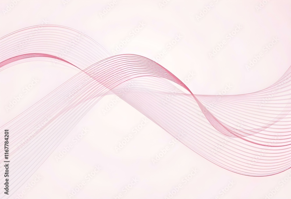 Poster elegant pink and white wavy lines creating smooth flowing pattern. abstract gentle curves on light b