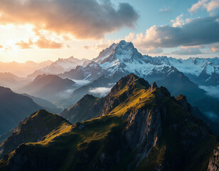 Fototapeta premium mountain shots taken from drone realistic image, ultra hd, high design very detailed