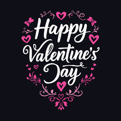 Happy Valentine's Day Handwritten Typography-Valentine's Day Text Art Design