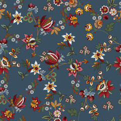 seamless pattern with boho flowers