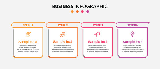 Business infographic design template with 4 options, steps or processes. Can be used for workflow layout, diagram, annual report, web design	
