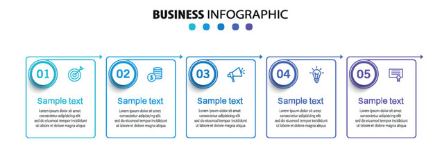 Business vector infographic template with 5 options or steps. Can be used for workflow layout, diagram, annual report, web design	
