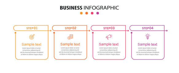 Business infographic design template with 4 options, steps or processes. Can be used for workflow layout, diagram, annual report, web design	
