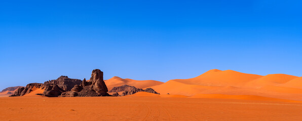 Tadrart Rouge, meaning Red Mountain, a mountain range in southeastern Algeria, part of the Algerian...
