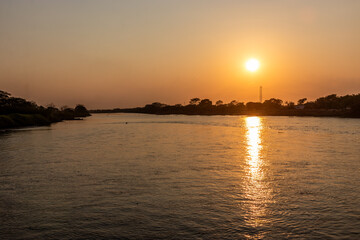 Sunset above Magdalena river near Santa Cruz de Mompox, Colombia