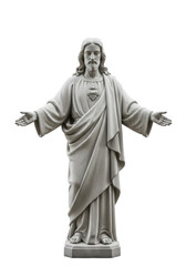 Jesus Christ statue isolated on transparent backgrund, PNG or cutout