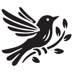 Silhouette of a bird on white background