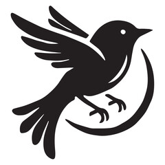 Silhouette of a bird on white background