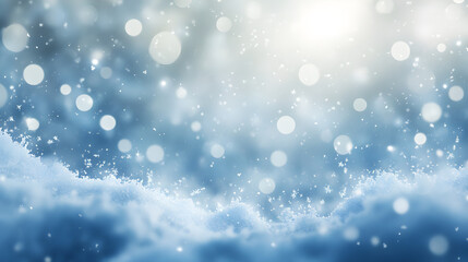 Obraz premium Ethereal Blue-White Bokeh: A Reverie of Snowflakes in Dreamlike Luminescence