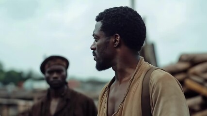 Two black slaves in a sawmill in the United States. This presentation focuses on the history and impact of African American slavery during Black History Month