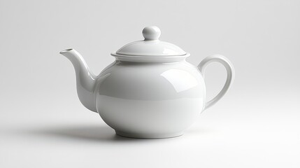 White porcelain teapot on white background.
