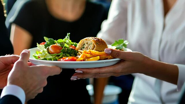 Sharing a fresh salad plate among friends at a gathering