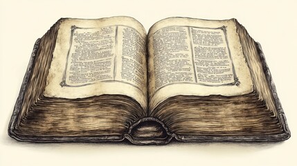 Obraz premium An open, aged book with yellowed pages, suggesting historical or literary significance.