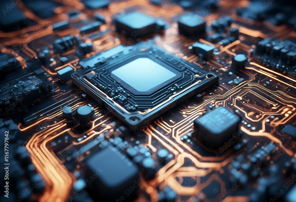 Poster 3d wal background abstract 3d circuit illustration board rendering technology circuit board