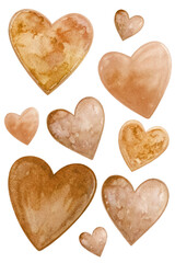 Watercolor heart shapes, soft pastel colors, artistic design, romantic theme, perfect for Valentine Day, love illustrations.
