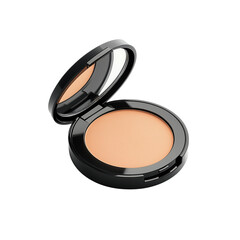 Compact powder case with mirror, isolated on white