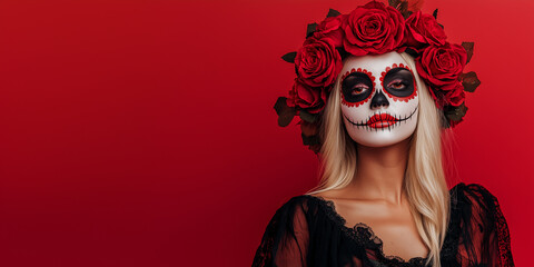 Fototapeta premium woman in red carnival mask