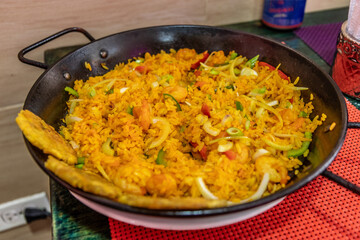 Food of the Caribbean coast of Colombia - arroz con camaron (rice with shrimps)