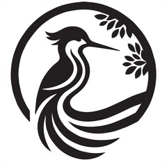 Silhouette of a palm tree on white background	