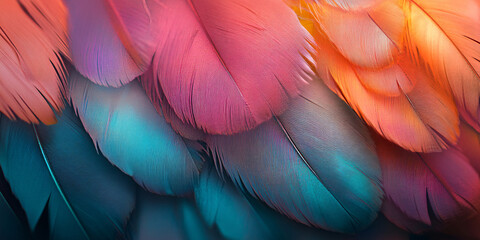 Naklejka premium Close up of multicolored exotic bird feathers
