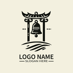 Chinese Bell Logo Design, Oriental Bell Logo, Feng Shui Bell Logo, Traditional Chinese Logo, Harmony and Luck Logo