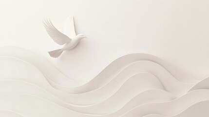 White Dove Soaring Above Gentle Waving Hills
