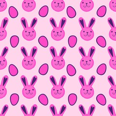 Spring animals seamless Easter rabbit pattern for wrapping paper and fabrics
