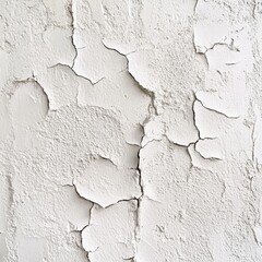 The wall is cracked and has holes in it