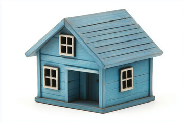 close up of a 3d blue House icon isolated on white background, room for text