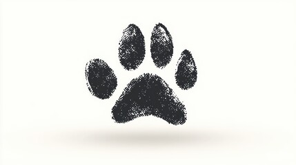 Black paw print illustration on a light background.