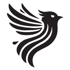 Silhouette of a bird on white background