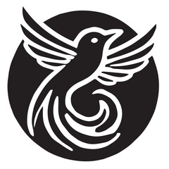 Obraz premium Silhouette of a bird on white background