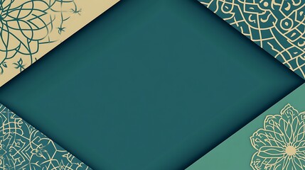 Abstract Teal and Beige Mandala Design Background