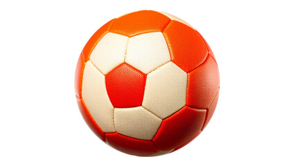 Fototapeta premium red and white soccer ball with hexagonal pattern high quality png isolated on transparent background