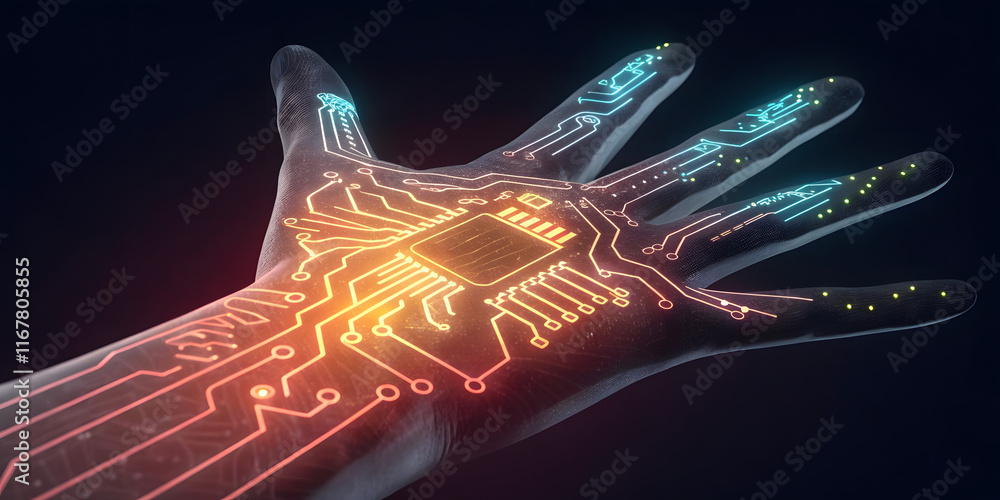 Aufkleber abstract digital energy network with glowing patterns and fractal designs in a black space backdrop