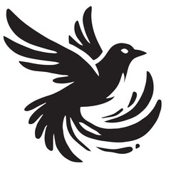 Silhouette of a bird on white background