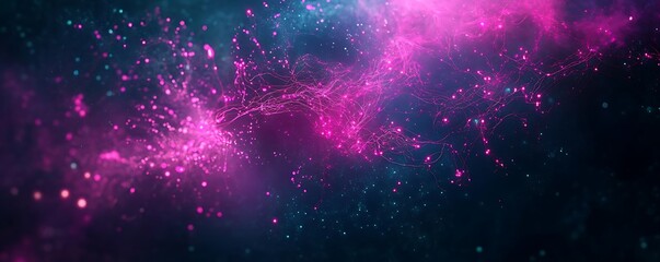 Abstract digital advertisement with glowing circuits and data streams, 