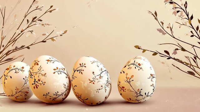 Elegant easter eggs with delicate floral patterns on soft background, celebrating spring and new beginnings