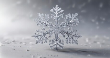 A delicate snowflake lands on a smooth surface, its intricate patterns and shapes revealed,  frozen design,  frozen art, snowflake details