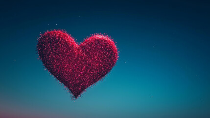 Sparkling heart against a twilight sky.