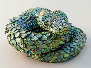 Obraz premium A vibrant bush viper curled 