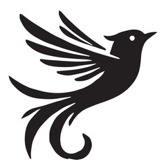 Silhouette of a bird on white background