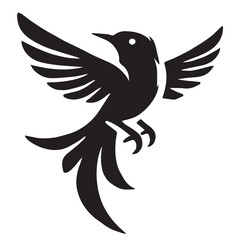 Silhouette of a bird on white background