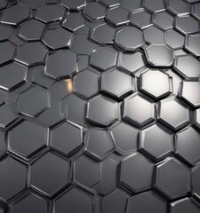 Fototapeta premium Close-up of hexagonal pattern in metal surface illuminated by soft light, metal, hexagonal, geometry